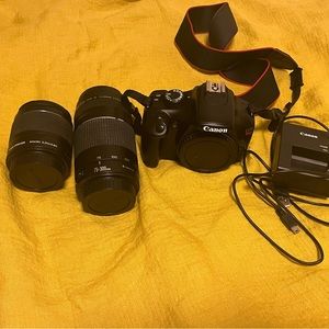 Canon - EOS REBEL T3 With 75-300mm lens, 18-55mm lens, and charger. NO SD CARD